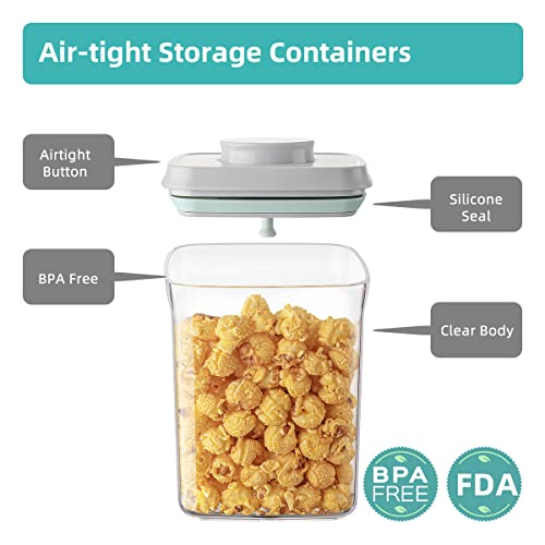 Ankou Airtight Container Set - (380ml 4 Pcs) Stackable One Button Openning Food Containers for Snacks Candy Salt Herbs Spices BPA-Free Tranparent (0.32 QT * 4) - color: 0.32 QT * 4