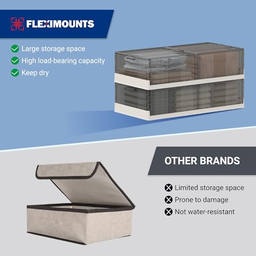 FLEXIMOUNTS 3-Pack Under Bed Storage with Wheels, 108 QT Large Collapsible & Stackable Containers, Foldable Organizer Bins for Blankets, Shoes, Books, Bedroom Closet - size: 3 pack - 27Gal