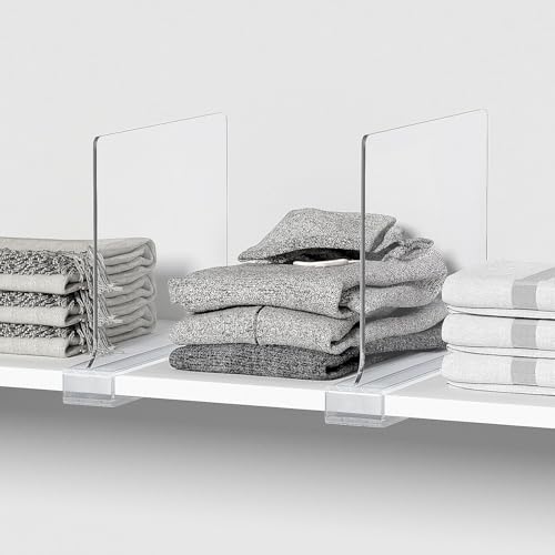 4 PCS Shelf Dividers for Closet Organization Acrylic Clear Closet Shelf Divider for Wooden Shelving Suitable for Wooden or Vertical Shelves Or Bedroom, Kitchen and Office - size: 4 pcs