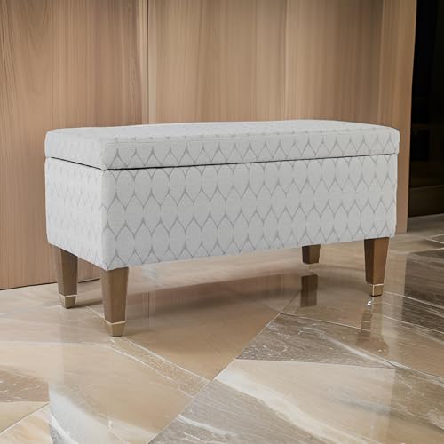 Kinfine K6384Np-F2244 Geometric Patterned Fabric Upholstered Wooden Bench with Hinged Storage, Large, Gray and Brown - color: Gray and Brown