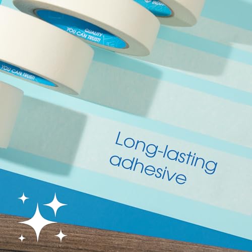 Spartan Industrial - 0.75" X 60 yd Masking Tape for Painting, Drafting, Labeling, and More - 6 Beige Tape Rolls, 5.5 Mil