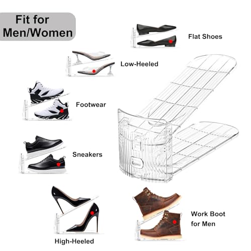 Shoe Slots Organizer for Closet6Pack Adjustable Shoe Stacker Organizer Storage Shoe Rack Space Saver Storage Shoe Holder Organization (Transparent) - size: 6PACK-Standard