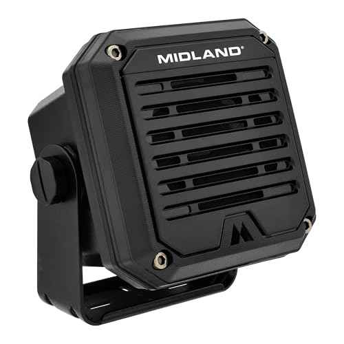 Midland- SPK100 Heavy-Duty 20W External Speaker - 180 Degrees Swivel Base Bracket Works with All CB and MXT Radios 8-OHM Sound System 3.5mm Audio Plug - Easy Installation Waterproof Design