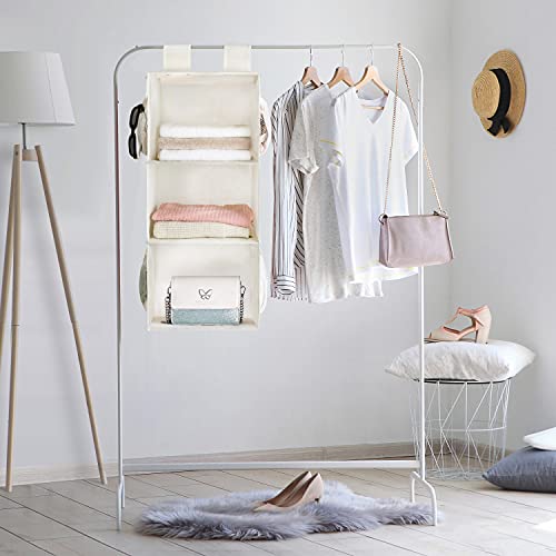 MAX Houser 3-Shelf Hanging Closet Organizer, Hanging Sweater Organizer, Foldable Hanging Shelves for Closet with 2 Velcro, Beige - color: Beige