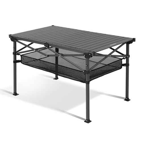 Naturehike Folding Camping Table, Spacious Tabletop Area for 4-6 Person, Portable Aluminum Camp Table for Outdoor, Camping, Picnic, Beach, Carry Bag