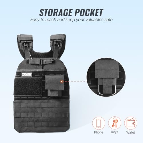 VEVOR Adjustable Weighted Vest, 11-20lb/20-32lbs/35lbs/40lbs Weight Vest with 6 Ironsand Weights and Reflective Stripe, Workout Equipment for Strength Training Running Jogging
