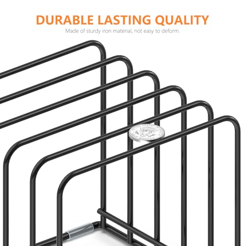 KORRTFID Kitchen Cabinet Organizer, Steel Cookware Holder, Divided Holder with 5 Slots for Skillets Baking Tray and Chopping Board Rack - Baking Pan Holder Storage (2 PCS) - style: 2 PCS