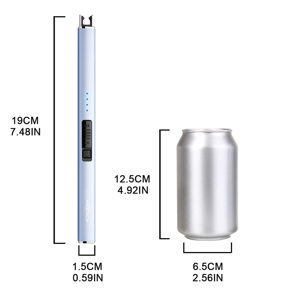 ARECTECH Electric Candle Lighter with Type-C Cable Rechargeable Plasma Arc Lighter for Candle Camping Kitchen Stove Birthday Gift for Man Women Wife Blue