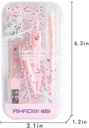 LABANCA 8 Pcs Compass Set with Protractor for Math Geometry Set Drawing Compass, Rulers, Pencil, Eraser