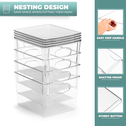 Sorbus Small Clear Plastic Storage Bins With Lids - Stackable Organizers for Toys, Clothes, Medicine, Makeup, Closet, Art Supply, Bathroom, Shoes (8 Pack) - size: Small, style: 8 Pack
