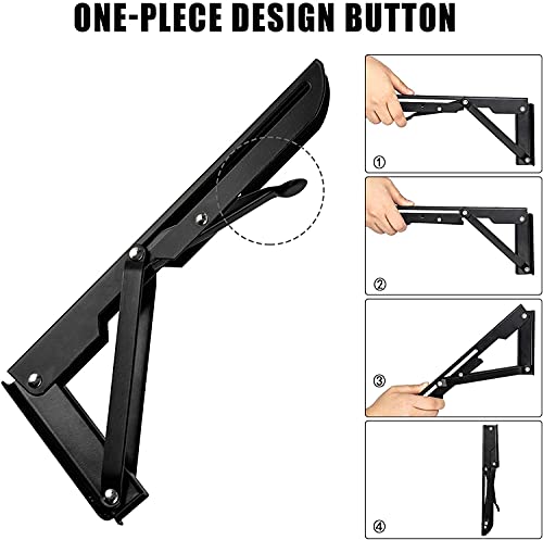 Folding Shelf Brackets - 12 Inch 2 Pcs Heavy Duty Shelf Brackets, Collapsible Shelf Bracket, DIY Wall Mounted Foldable Shelf, Table Brackets, Space Saving with Screws - size: 12 Inch- 2 Packs