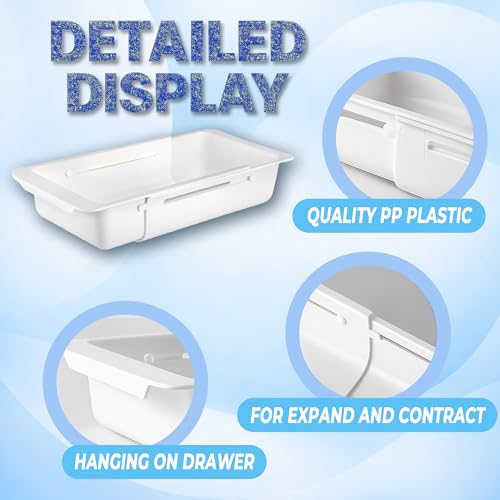 3-Pack Expandable Drawer Organizer for Deep Drawers, Adjustable Storage Tray (17–27 in), Durable PP Smooth Glide Divider for Kitchen, Vanity & Office, Space-Saving Design