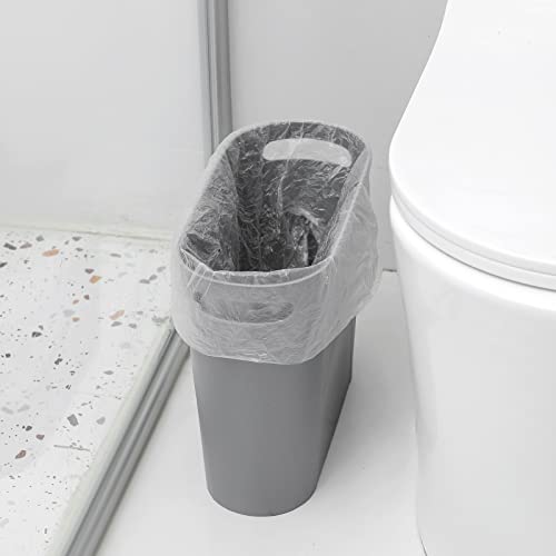 rejomiik Small Trash Can, Slim Garbage Can Plastic Waste Basket with Handles 3.5 Gallon Container Bin for Narrow Spaces Bathroom, Bedroom, Kitchen, Office at Home, 2 Pack Grey - color: Grey, size: 2 pack