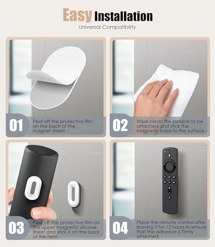 Nearockle Magnetic Remote Control Holder Wall Mount, 2025 Upgraded Smaller & Stronger Magnetic Silicone Remote Control Organizer TV Remote Charger Holder Caddy Back of TV (White-4 Pack) - color: White, size: 4 Pack
