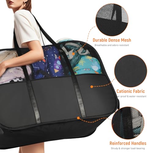 Collapsible Laundry Baskets with 3 Compartment, 150L Tear-proof Pop Up Hamper, Foldable Laundry Basket with Tote Handles, Dirty Clothes Hamper for Laundry, Bedroom, Bathroom, Dorm Black - style: 3 Compartments- Black