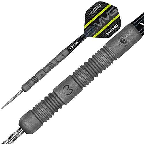 WINMAU Darts Set - Michael Van Gerwen MvG Exact Steeltip Darts - Includes Darts Flights & Stems, Available in 21.5g, 23g, 24g & 25g, Professional 90% Tungsten Darts Set