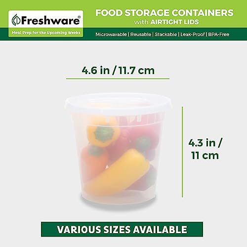 Freshware Food Storage Containers 24 oz Plastic Deli Containers with Lids, Slime, Soup, Meal Prep Containers, BPA Free, Stackable, Leakproof, Microwave/Dishwasher/Freezer Safe, 48 count (pack of 1) - size: 24 oz - 48 Sets