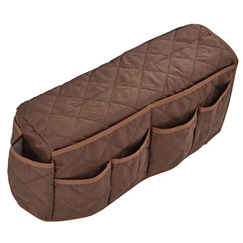 Armrest Organizer for Recliner Couch Sofa Chair, Dustproof Waterproof Armchair Caddy Remote Control Holder with 14 Multifunctional Storage Pockets for Smart Phone, Book, Magazines(Brown)