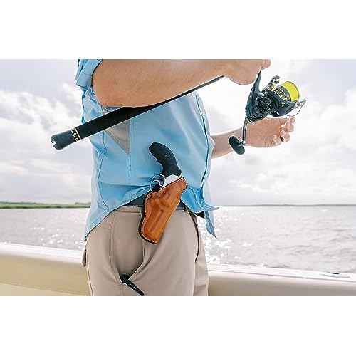 BIANCHI Model 5BHL Thumbsnap Suede Lined Belt Gun Holster - Revolver, Tan, Fits Ruger GP100 4IN, Right Hand