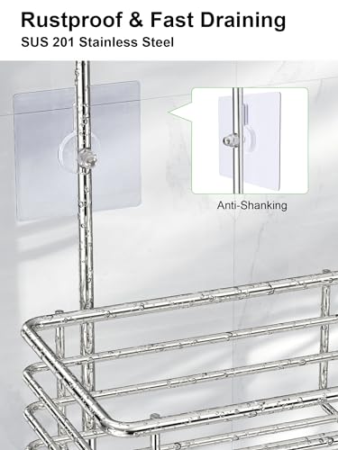 SMARTAKE Hanging Shower Head Caddy, Rustproof Bathroom Shower Shelf Organizer, SUS201 Stainless Steel Over The Storage Rack, for Toilet, Bathroom, Silver - color: 01-Silver