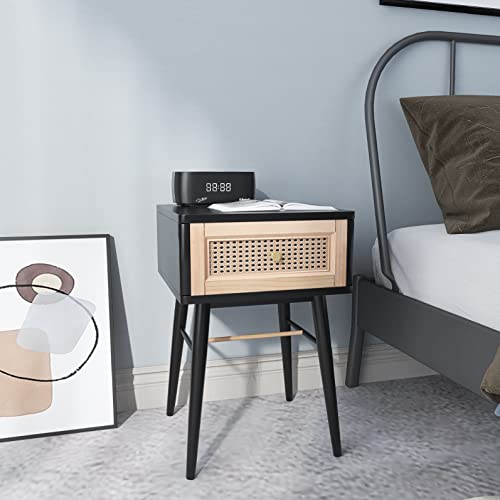 COZAYH Set of 2 Fully-Assembled Modern Farmhouse Clean-Lined Nightstand, End Table with 1 Drawer, Black - color: Black, style: 1 Drawer/2 pack