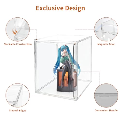 Clear Acrylic Display Case with Magnetic Lid-Dustproof Plastic Book Storage box,Clear Box,Purse Storage Organizer,Action Figure Display Case,Acrylic Sneaker Shoe Box(1 Pack) - style: 14.2"L x 8.7"W x 10.6"H - 1 Pack