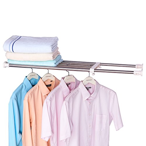 Hershii Expandable Closet Tension Shelf Rod Adjustable Storage Rack Heavy Duty DIY Organizer Divider for Wardrobe Cupboard Kitchen Bathroom - size: 50-80cm/19.68-31.49inches