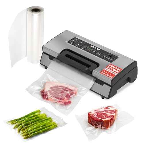 Gourmia Vacuum Sealer ? Food Preservation System with Marinate Mode, Pulse Control, LED Display, Built-In Cutter, Gentle & Normal Vacuum Options, Stainless Steel