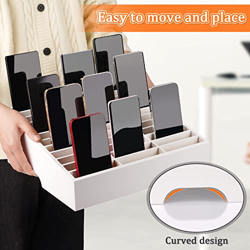 36-Grid Wooden Cell Phone Holder Desktop Organizer Storage Box for Classroom Office (White 36-Grid) - size: White 36-Grid