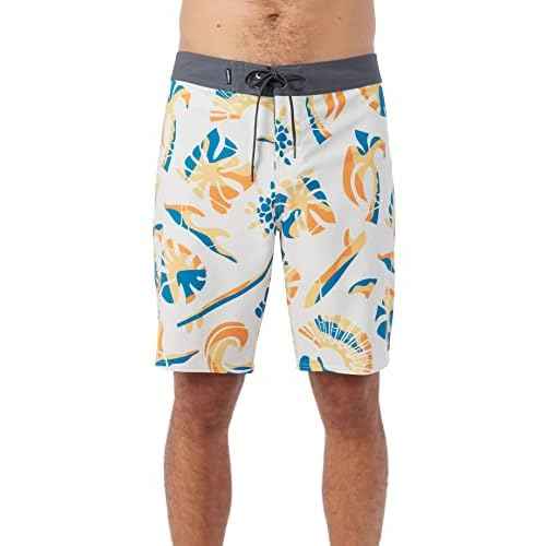 O'NEILL Men's 19 Inch Split Print Boardshorts - Quick Dry Swim Trunks for Men with Fabric and Pockets