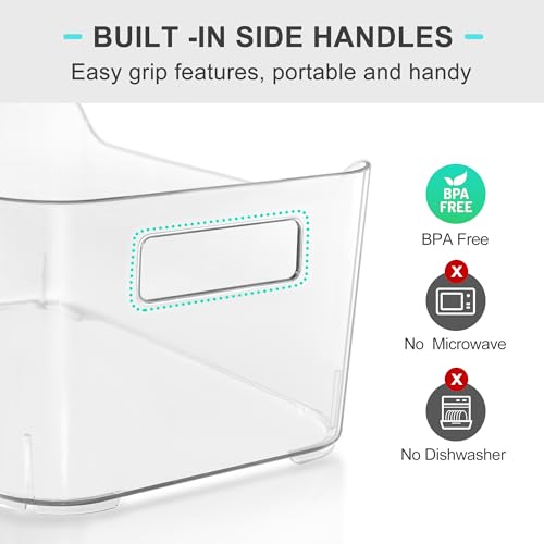 Heyuzb 12 Pack Plastic Storage Bins, Clear Pantry Organizers and Storage, Multi-Use Organizer Bins for Kitchen, Office, Fridge, Cabinet and Shelf Organization - size: 12 Pack