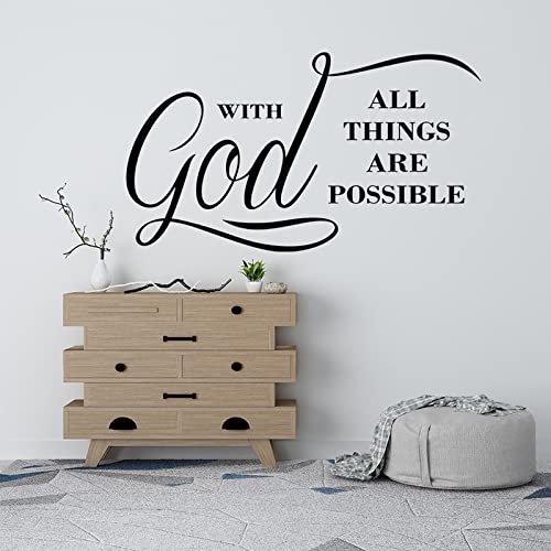 with God All Things are Possible Religious Vinyl Wall Decals, Vinyl Wall Stickers Wall Decal Motivation Lettering Saying Art, Inspirational Quote Art Stickers, Christian Faith Word
