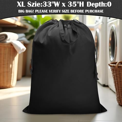 Canvas Laundry Bag 33"Wx 35"H, Thick Canvas Laundry Bag with Handles & Drawstring, Extra Large Heavy Duty Washable Basket Liner Hamper Liner Storage Sack (XL Black) - color: Black, size: XL 33"W x 35"H┃1 Pack