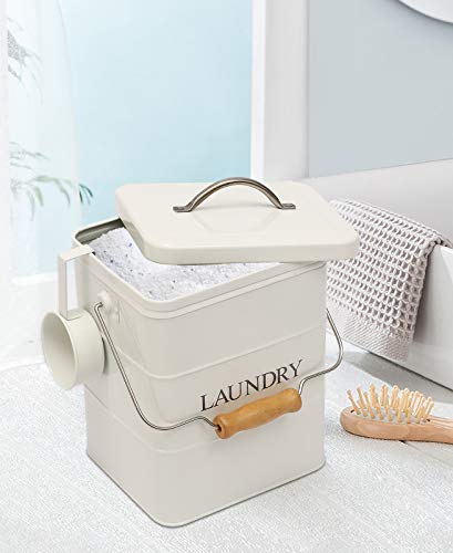 Laundry Powder Bin, Washing Powder Storage Tin with Scoop, Airtight Lid & Handles, Laundry Detergent Powder Storage Box - Perfect for Holding Pods Tablets Capsules Powder Detergent-White - color: White