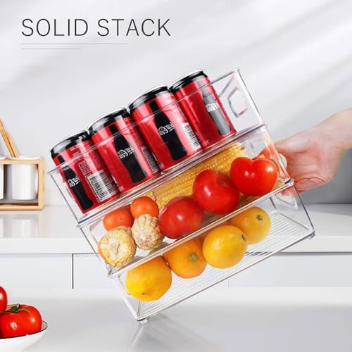 6 Pack Refrigerator Organizer Bins,3 Sizes Stackable Clear Pantry Storage with Handles for Fridge, Freezer, Shelves, Drawer, Snack Organizer for Home & Kitchen - size: 6 Pack