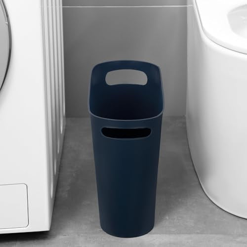 rejomiik Small Trash Can, 3.5 Gallon Slim Garbage Can Plastic Waste Basket with Handles Container Bin for Narrow Spaces Bathroom, Bedroom, Kitchen, Office at Home, 2 Pack Navy - color: Navy, size: 2 pack