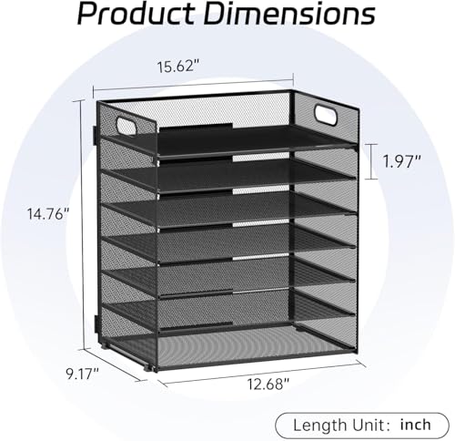 2 Pack 7 Tier Paper Organizer - Mesh Desktop File Holder with Handles for Office School Desk, Black - color: 2Pack Black