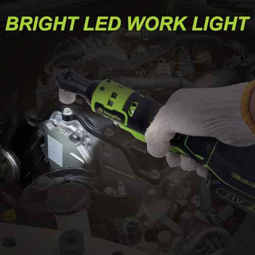 Yougfin Electric Ratchet Wrench 21V, 3/8" Cordless Ratchet Wrench 40 N.M, Battery Powered Ratchet with Battery & Charger (2.0Ah), Power Socket Torque Wrench Ratchet with 7 Sockets