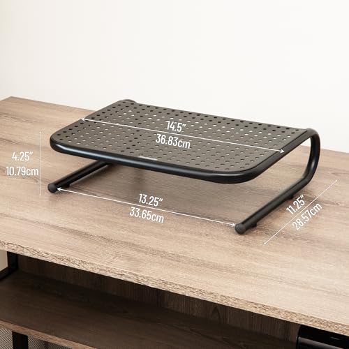 Mind Reader Monitor Stand, Ventilated Laptop Riser, Desktop Organizer, Metal, Set of 2, Black - size: 2-Pack