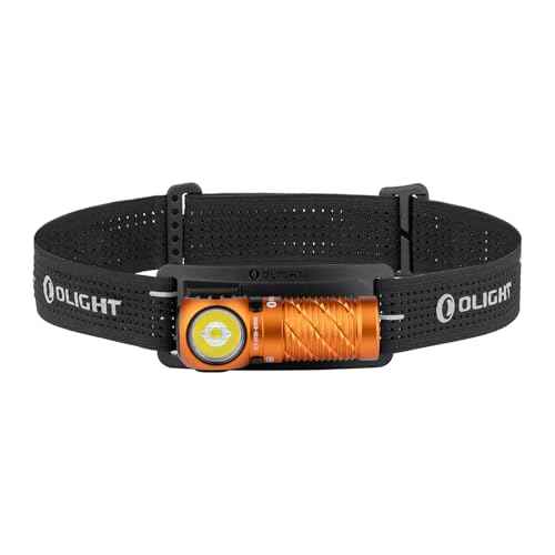 OLIGHT Perun 3 Mini Headlamp 1250 Lumens LED Head Flashlight,Rechargeable Headlight with Red Light Option,Perfect for Working, Hiking, Camping and Climbing (Cool White 5700K~6700K, Orange)