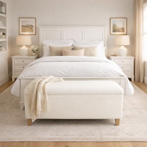HomePop Storage Bench, Pearl Cream, Rectangle - color: Pearl Cream