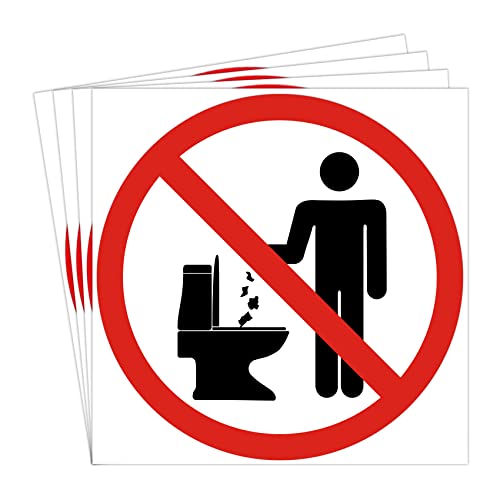 dealzEpic - Do Not Litter in Toilet/Do not Throw Trash in the Toilet Sign - Self Adhesive Peel and Stick Waterproof Vinyl Decal - 3.94 inches in Diameter | Pack of 4 Pcs