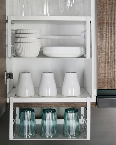 Nxconsu 2 Pack Under Shelf Storage Organizer, Adjustable Knob-Lock Hanging Basket for Kitchen Cabinet Pantry Cupboard Desk, Heavy Duty Metal, 30LB, White, Medium(13.38" W×9.84" D, Interior H 4.88") - size: Medium – 13.4" W