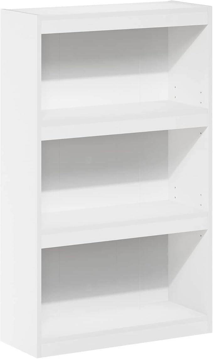 Furinno Jaya Enhanced Home Bookcase 3-Tier Adjustable Bookshelf, White