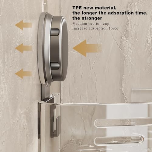VOLPONE Corner Shower Caddy Suction Cup Shower Shelf Corner No Drilling Bathroom Shower Organizer Storage Rack Adhesive Without Towel Bar (2Pack, Gray) - style: Without Towel Bar Suction Cup Triangle 2 Tier Gray