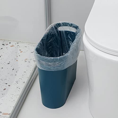 rejomiik Small Trash Can, Slim Garbage Can Plastic Waste Basket with Handles 3.5 Gallon Container Bin for Narrow Spaces Bathroom, Bedroom, Kitchen, Office at Home, 2 Pack Teal Blue - color: Teal Blue, size: 2 pack