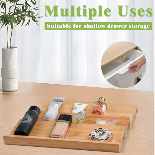 Bamboo Spice Drawer Organizer, 4 Tier Stackable Spice Rack for Cabinet, Seasoning Storage Organization，13'' Wide - size: 4 PCS