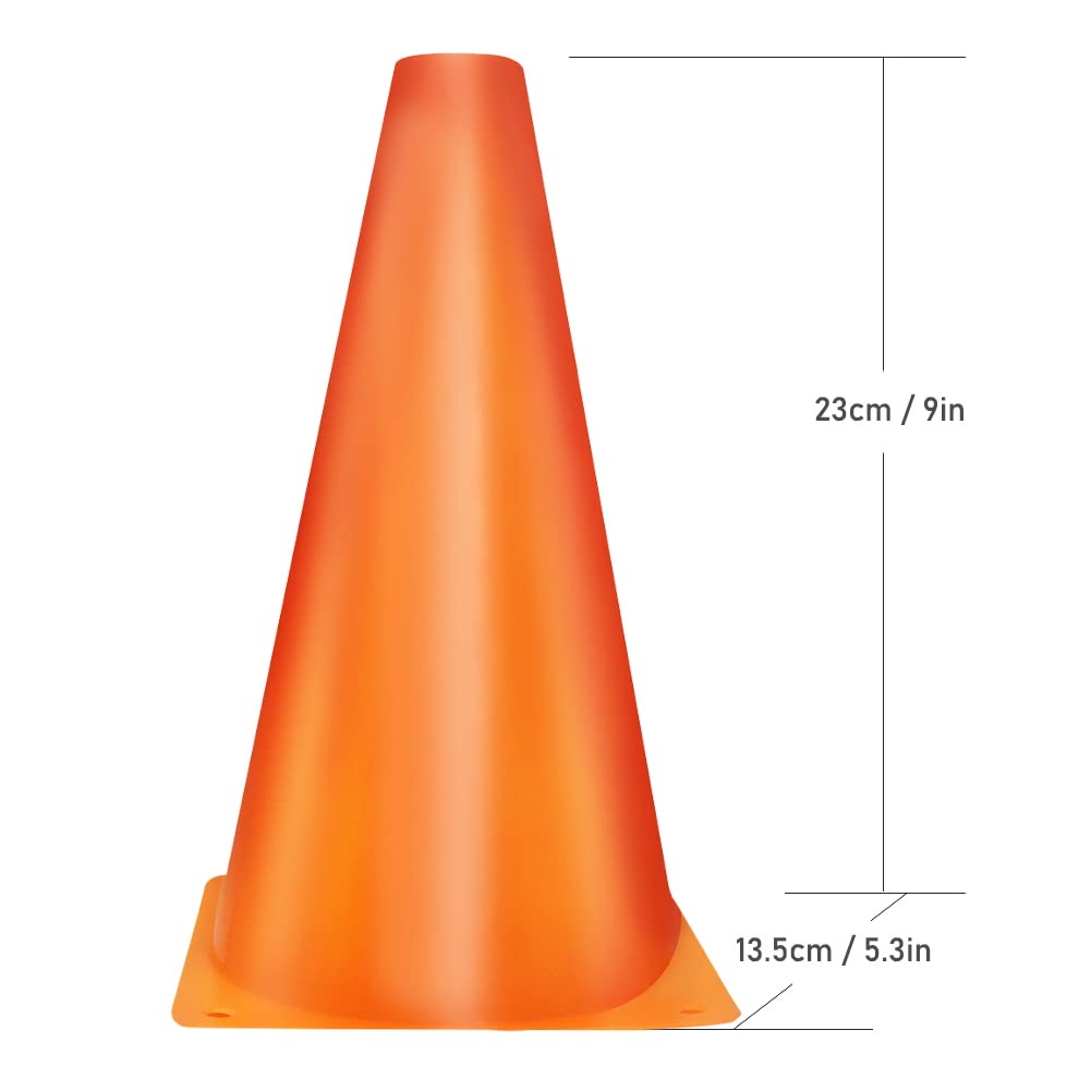 MIVERYEA Cones Sports 9 Inch, 15 Pack Training Cones for Soccer Practice, Agility Field Cone Set for Drills Football Basketball, Plastic Cones for Outdoor Indoor Games