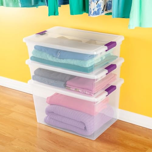 Sterilite 12-Pack 32 Quart ClearView Latch Box, Stackable Organizer Bins with Latching Lids - Clear Plastic Organization Containers for Closet, Bedroom, Shelving Units and Everyday Home Storage - size: 12 Pack, style: 32 Quart