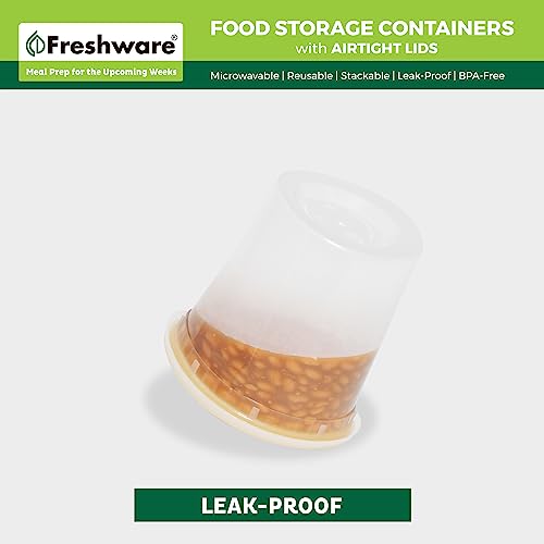 Freshware Food Storage Containers 24 oz Plastic Deli Containers with Lids, Slime, Soup, Meal Prep Containers, BPA Free, Stackable, Leakproof, Microwave/Dishwasher/Freezer Safe, 48 count (pack of 1) - size: 24 oz - 48 Sets
